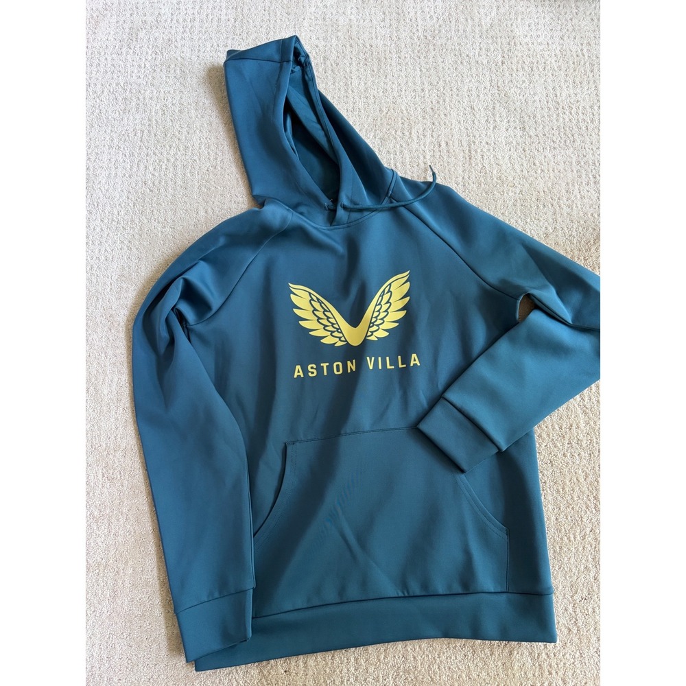 Castore Aston Villa Hoodie Mens Small Blue Sporty Soccer Football Sweatshirt